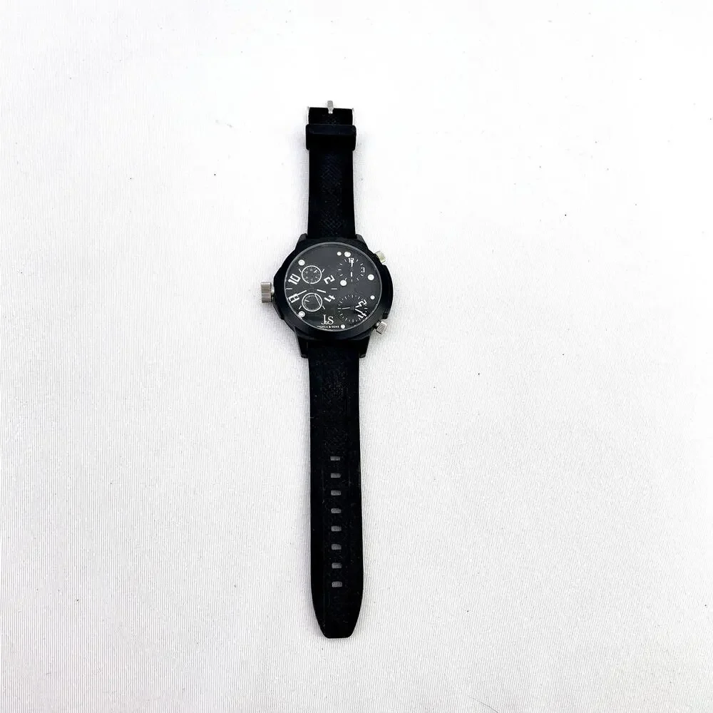 Men's Joshua & Sons JS-40-WT Triple Time Zone Military Time Date Quartz Watch - Picture 1 of 7